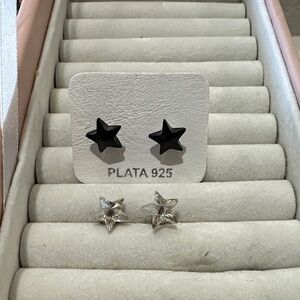 Bundle New Chic Star-Shaped Silver and Black  Earrings
